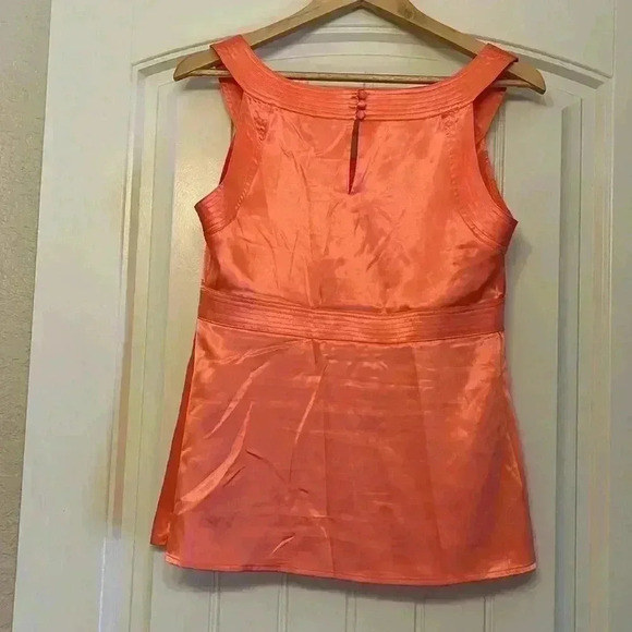 Cache silky orange blouse top vintage side zipper size Medium like new - Picture 8 of 9